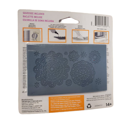 Sculpey Tool, Oven-Safe Silicone Mold, 2 pc, Squeegee Included