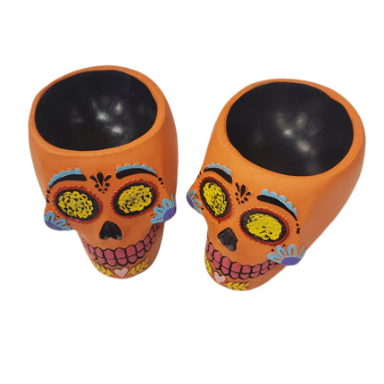 Ashland Dia De Los Muertos Planter Halloween 5 in X 6 in Orange Skull