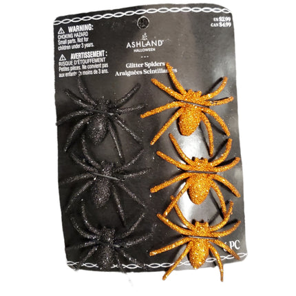Ashland Halloween Black & Gold Glitter Spiders 3 inches 6-pc