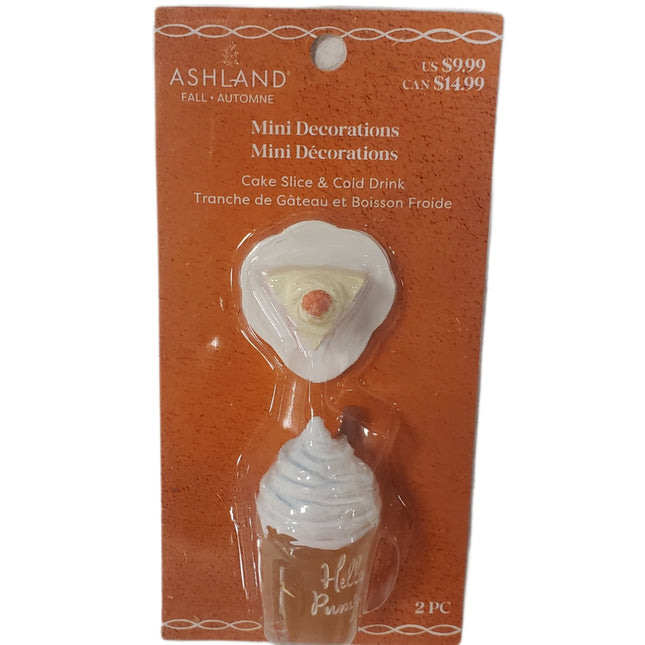 Ashland Fall Mini Decorations Cake Slice & Cold Drink