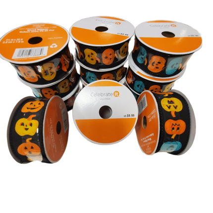 Celebrate It Wired Ribbon Halloween Pumpkins 1.5 in X 25 ft