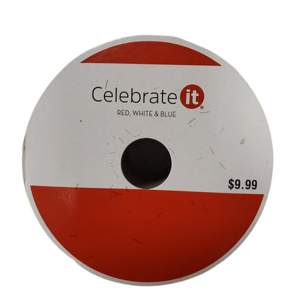 Ribbon, Wired, 2.5 in X 20 ft, Red White Blue Fireworks