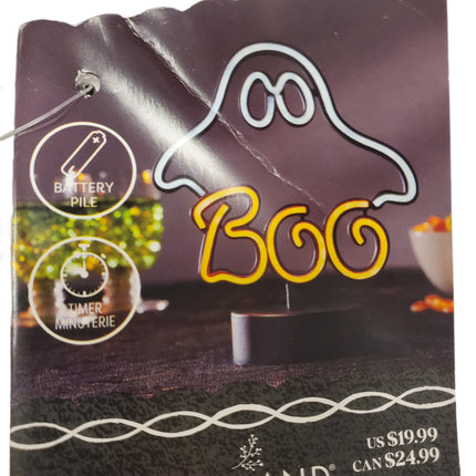 Ashland Halloween Neon Icon Light Ghost Shaped Orange & White 9 in