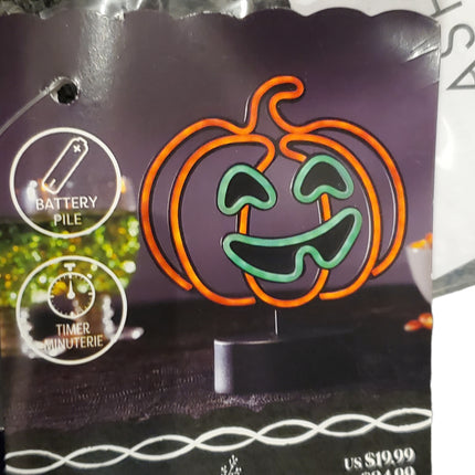 Ashland Halloween Neon Icon Light Pumpkin Orange & Green 9 in