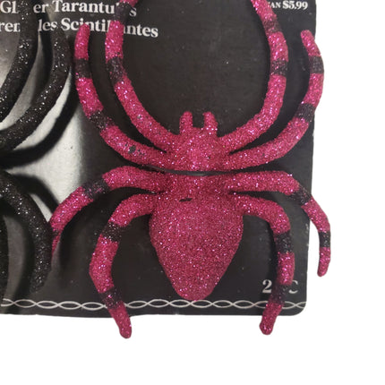Ashland Glitter Halloween Tarantulas 2-pc Black & Pink 5 in