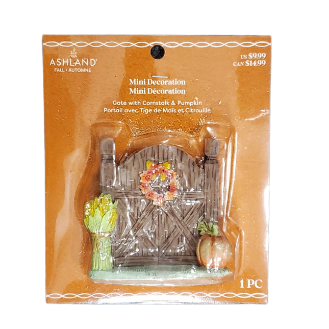 Ashland Mini Decoration Gate with Cornstalk & Pumpkin 3 X 3 in