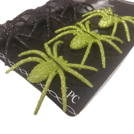 Ashland Halloween Black & Green Glitter Spiders 3 inches 6-pc