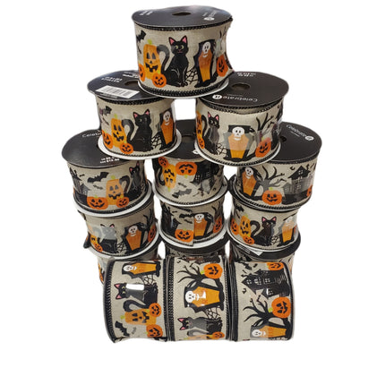 Wired Ribbon Celebrate It 2.5 in X 20 Feet Halloween Cat