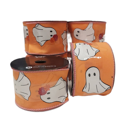 Wired Ribbon Celebrate It 2.5 in X 20 Feet Halloween Ghosts