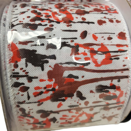 Wired Ribbon Celebrate It 2.5 in X 20 Feet Halloween Handprints Splatter