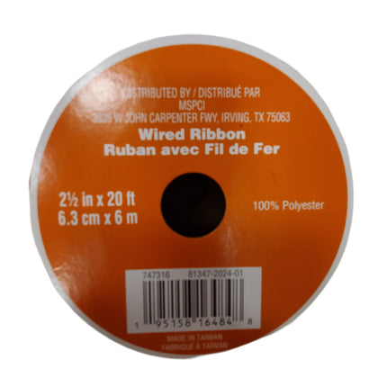 Wired Ribbon Celebrate It 2.5 in X 20 Feet Orange with White Foliage Fall