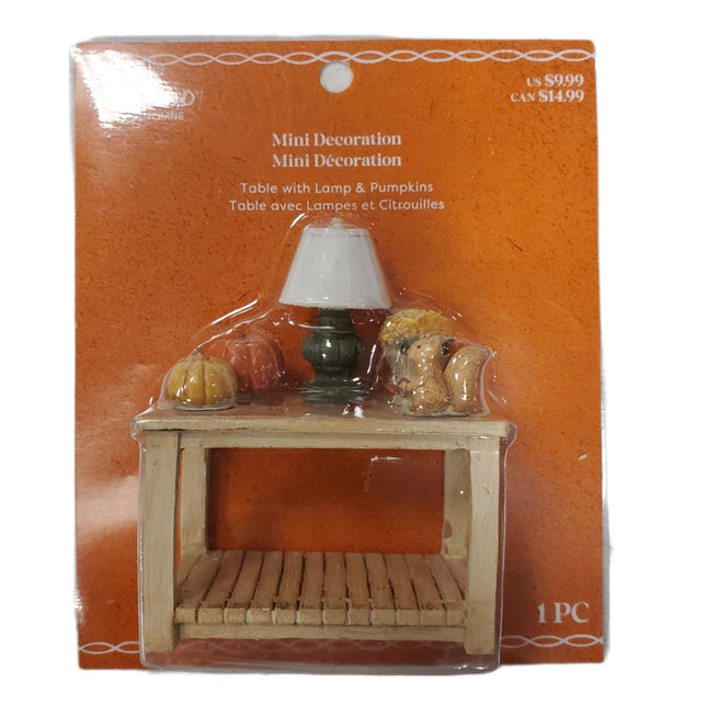 Mini Decoration Ashland Table with Lamp & Pumpkins 4 X 3 in