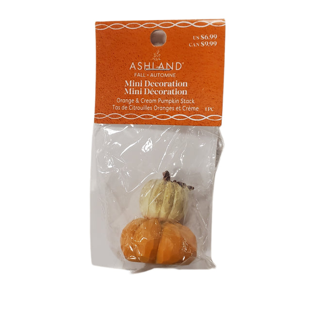 Mini Decoration Ashland Orange & Cream Pumpkin Stack 2in