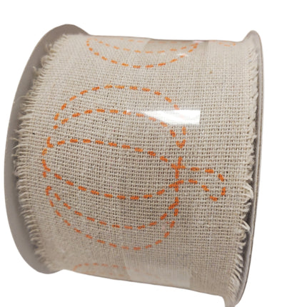 Wired Ribbon Celebrate It 2.5 in X 20 Feet Orange Pumpkins