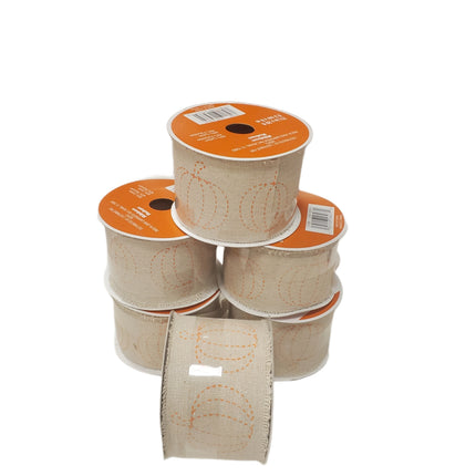 Wired Ribbon Celebrate It 2.5 in X 20 Feet Orange Pumpkins