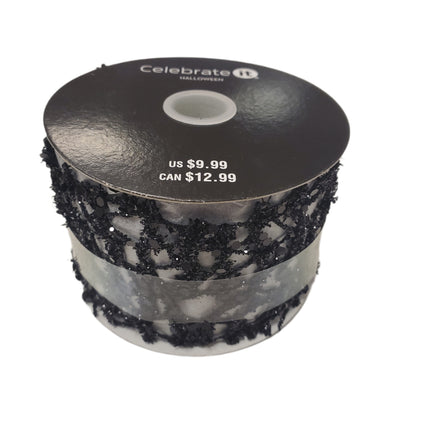 Ribbon Celebrate It 2.5 in X 20 Feet Black Mesh