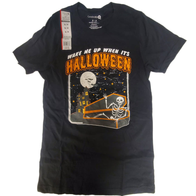 Short Sleeve Crew Neck T-Shirt "Wake Me Up When Its Halloween" by Celebrate It Size Adult M