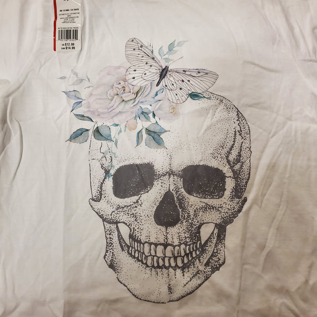 Short Sleeve Crew Neck T-Shirt "Skull" by Celebrate It Size Adult 2XL White
