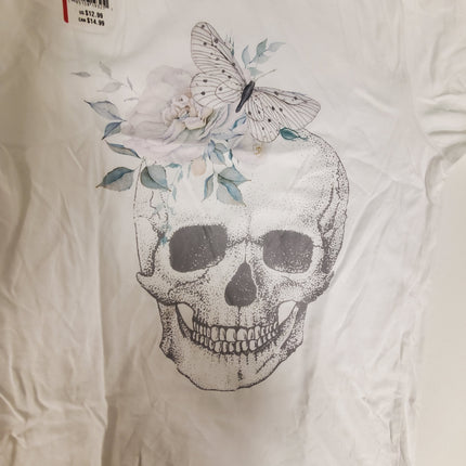 Short Sleeve Crew Neck T-Shirt "Skull" by Celebrate It Size Adult M White
