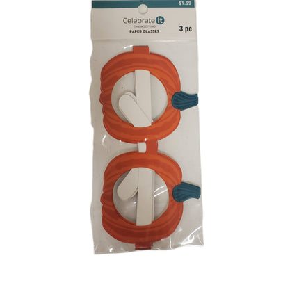 Celebrate It Thanksgiving Paper Glasses 3-pc Pumpkin Shaped