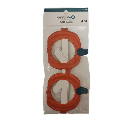 Celebrate It Thanksgiving Paper Glasses 3-pc Pumpkin Shaped