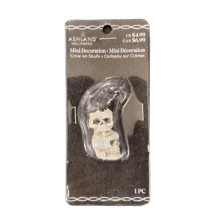Ashland Halloween Mini Decorations Crow on Skull 2 in