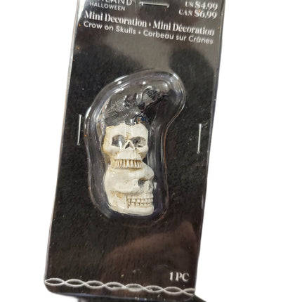 Ashland Halloween Mini Decorations Crow on Skull 2 in