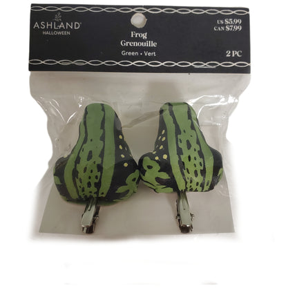 Ashland Halloween Frog Clips 2-pc Green & Black 2 inch