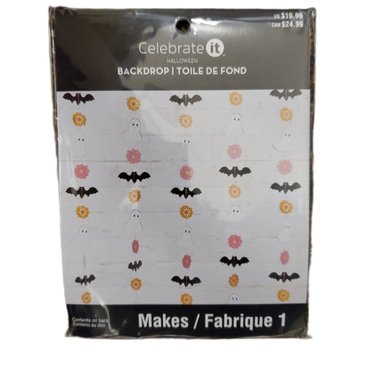 Halloween Backdrop by Celebrate It Bats & Ghost Garland 5-2.1 yd