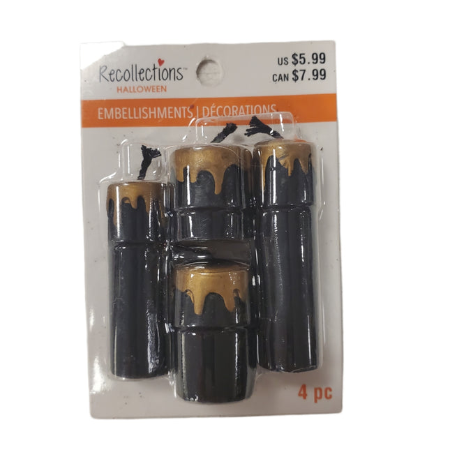 Recollections Halloween Embellishments 4-pc Candles Black