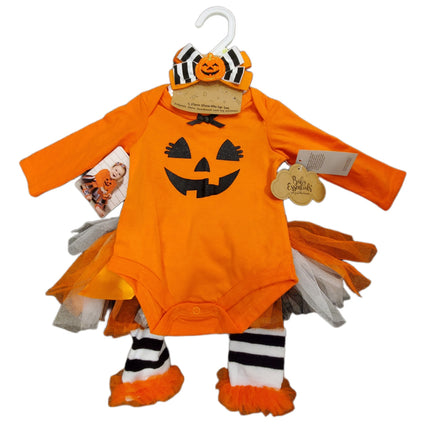 Halloween 4 Piece Dress Me Up Set Bodysuit Shirt Headband Leg Warmers 3-months