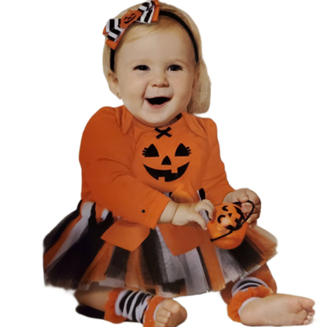 Halloween 4 Piece Dress Me Up Set Bodysuit Shirt Headband Leg Warmers 3-months