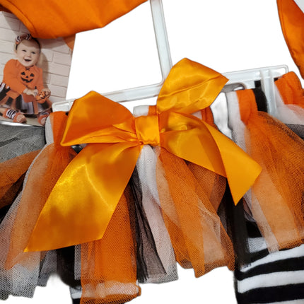 Halloween 4 Piece Dress Me Up Set Bodysuit Shirt Headband Leg Warmers 3-months