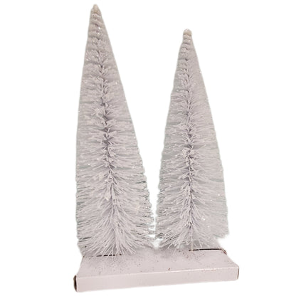 Ashland Bottle Brush Trees - 2 Pack 12 inches White Flocked