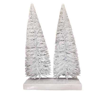 Ashland Bottle Brush Trees - 2 Pack 12 inches White Flocked
