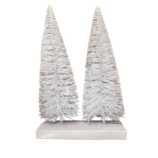 Ashland Bottle Brush Trees - 2 Pack 12 inches White Flocked