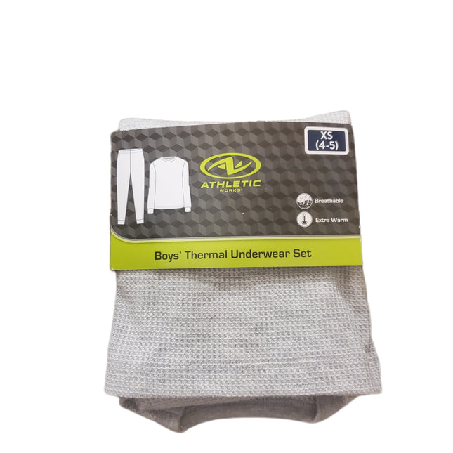 Thermal Underwear Set, Boy's, Extra Warm, Breathable, Athletic Works XS-(4-5) Gray