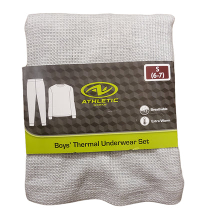 Thermal Underwear Set, Boy's, Extra Warm, Breathable, Athletic Works, S-(6-7) Gray