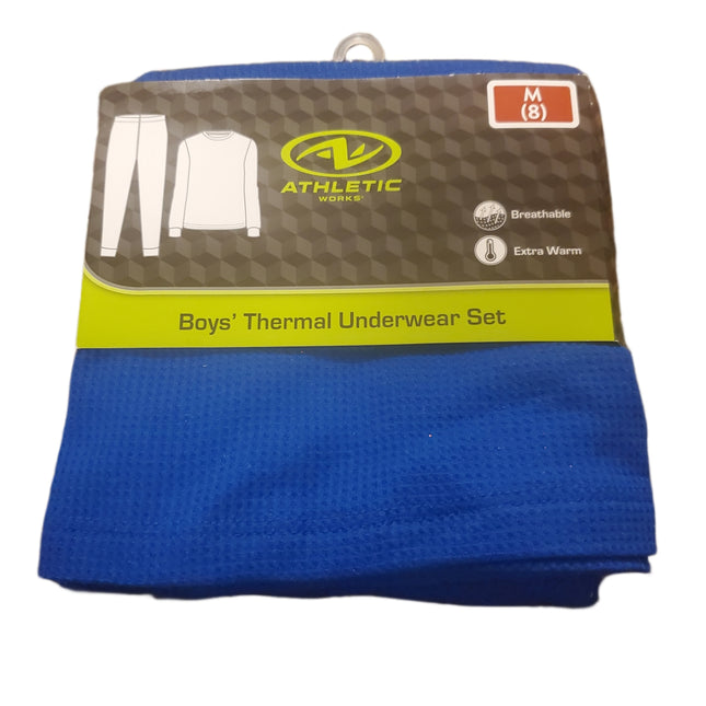 Thermal Underwear Set, Boy's, Extra Warm, Breathable, Athletic Works, M-(8) Navy Blue