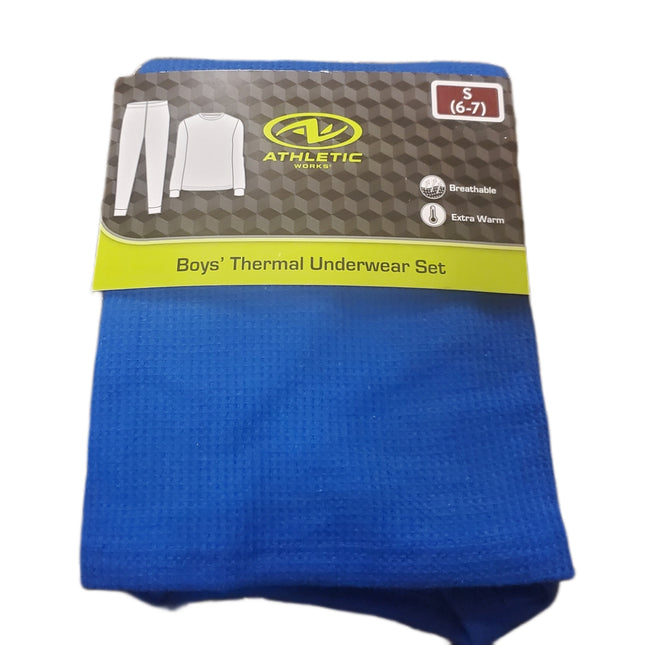 Thermal Underwear Set, Boy's, Extra Warm, Breathable, Athletic Works, S-(6-7) Navy Blue