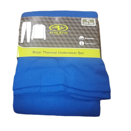 Thermal Underwear Set, Boy's, Extra Warm, Breathable, Athletic Works, XL-(14-16) Navy Blue