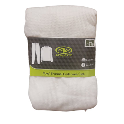 Thermal Underwear Set, Boy's, Extra Warm, Breathable, Athletic Works, XL-(14-16) Cream