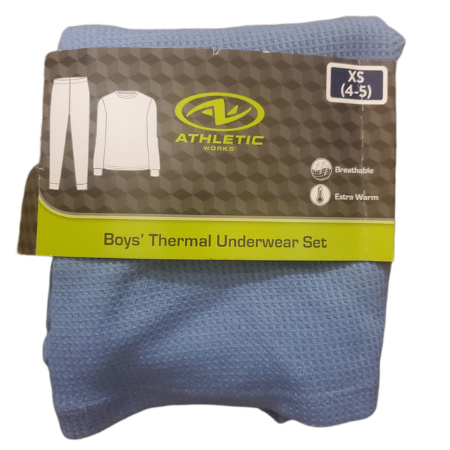 Thermal Underwear Set, Boy's, Extra Warm, Breathable, Athletic Works XS-(4-5) Baby Blue