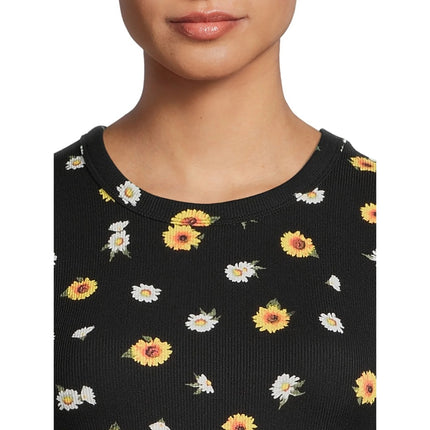 Crew Ribbed Tee Shirt No Boundaries Floral S-(3-5)