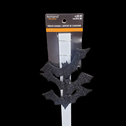 Wreath Hanger 3 Bats on White, Metal with Padded Back Door Protector 15 inches