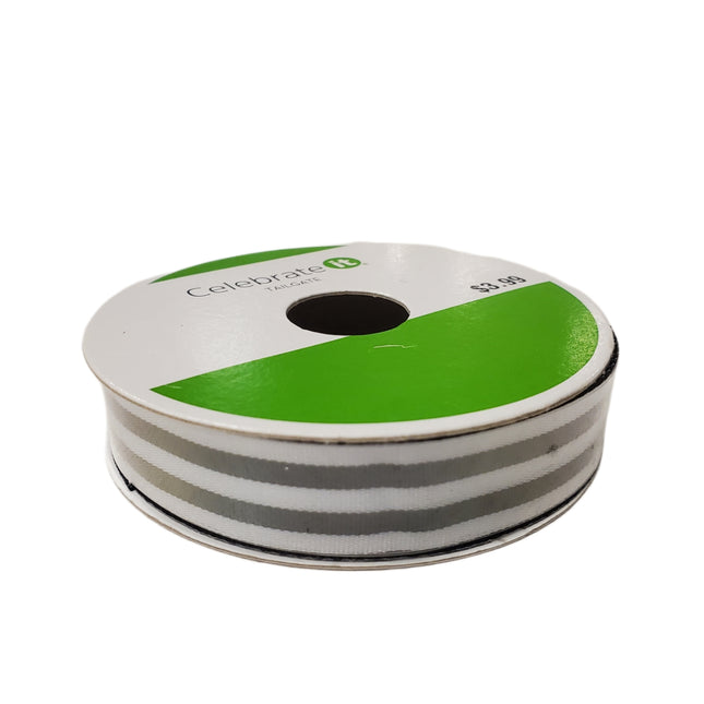 Ribbon Celebrate It Tailgate 5/8 in X 12 ft Black & White Stripes