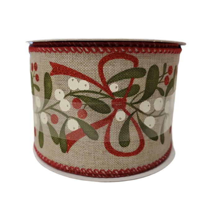 Celebrate It Wired Ribbon 2.5" x 20ft Holly Christmas