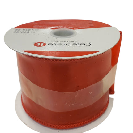 Celebrate it Christmas Red Polyvinyl Chloride Wired Ribbon 2.5inx20ft