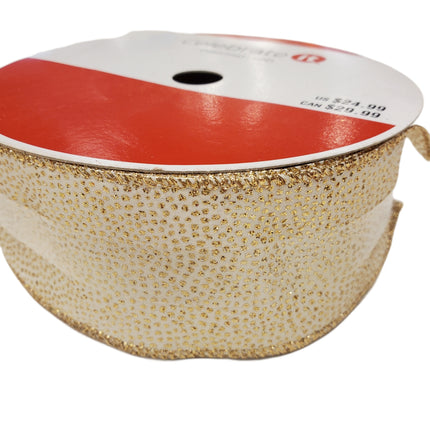 Gold Dot Wired Jumbo Christmas Ribbon 2.5" x 80ft