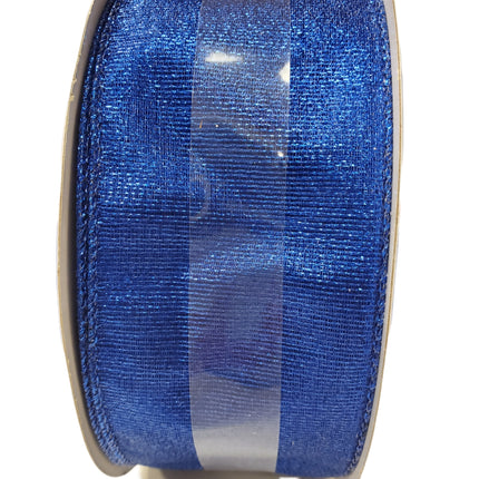 Jumbo Blue Mesh Wired Christmas Ribbon 2.5" x 80 ft